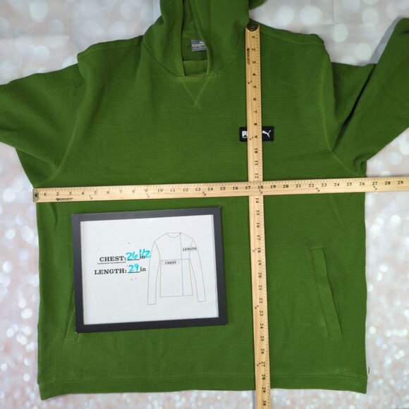 PUMA Hoodie Pullover Men XL Green Sweatshirt Long Sleeve Textured - Picture 9 of 10